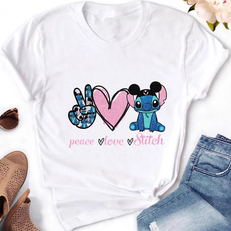 

Lilo & Stitch Cartoon Disney Fashion Y2k T-shirt Women's Clothing Short Sleeve Tops Minnie Casual Kawaii T Shirts Clothes 2024