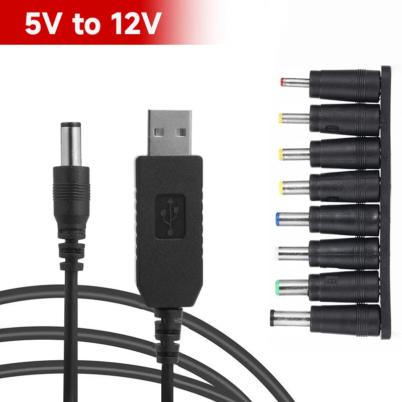 12V DC5521 USB Power Boost Cable 5V to DC 12V Boost Converter Cable With 8DC Head Multifunctional Conversion Cable