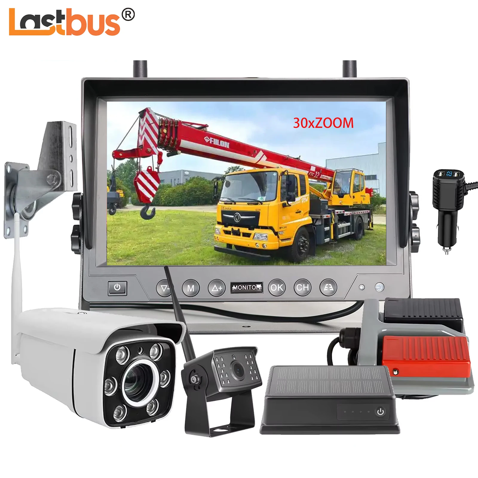 

Lastbus For Crane/tower crane/forklift 9 Inch IPS Screen DVR Monitor With tower Crane Wireless Camera 1080p 30x Optical Zoom kit