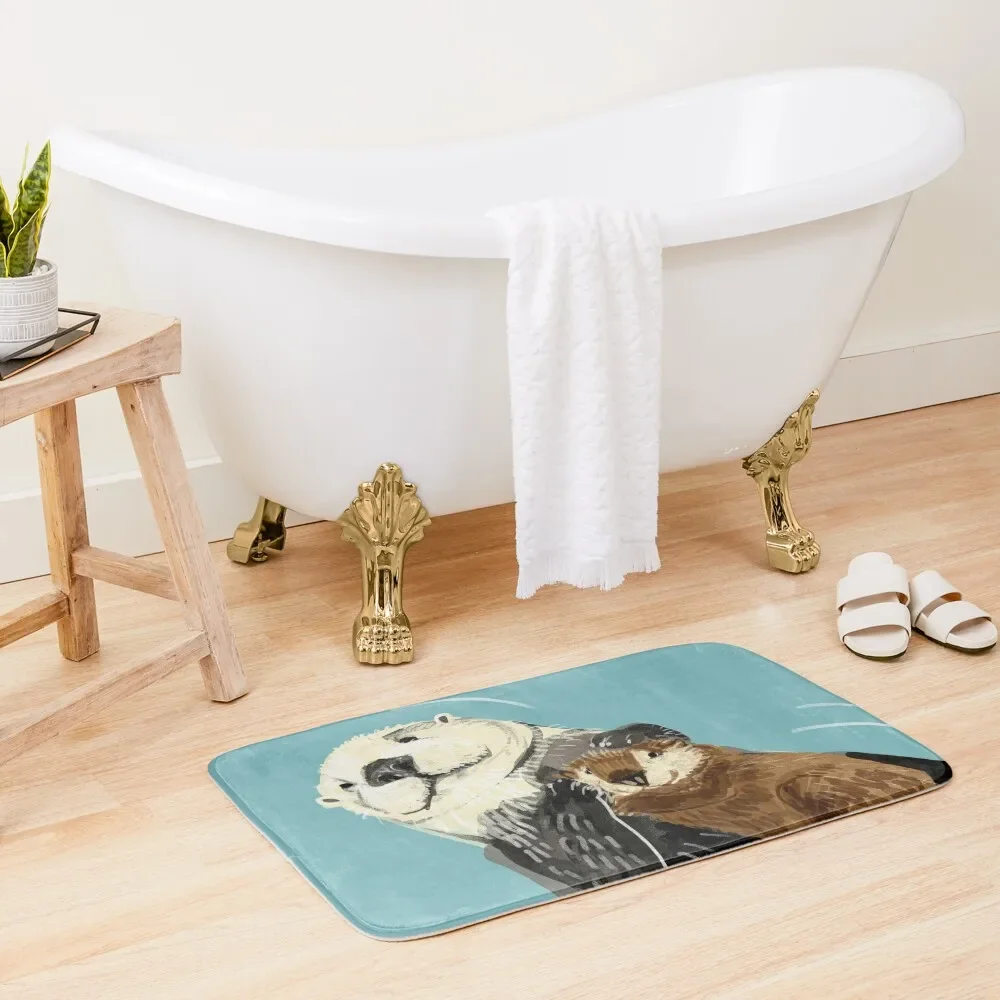 

Alaska sea otter mom and baby Bath Mat Slip-Resistant Bathroom Rug Carpets For Bathroom Mat