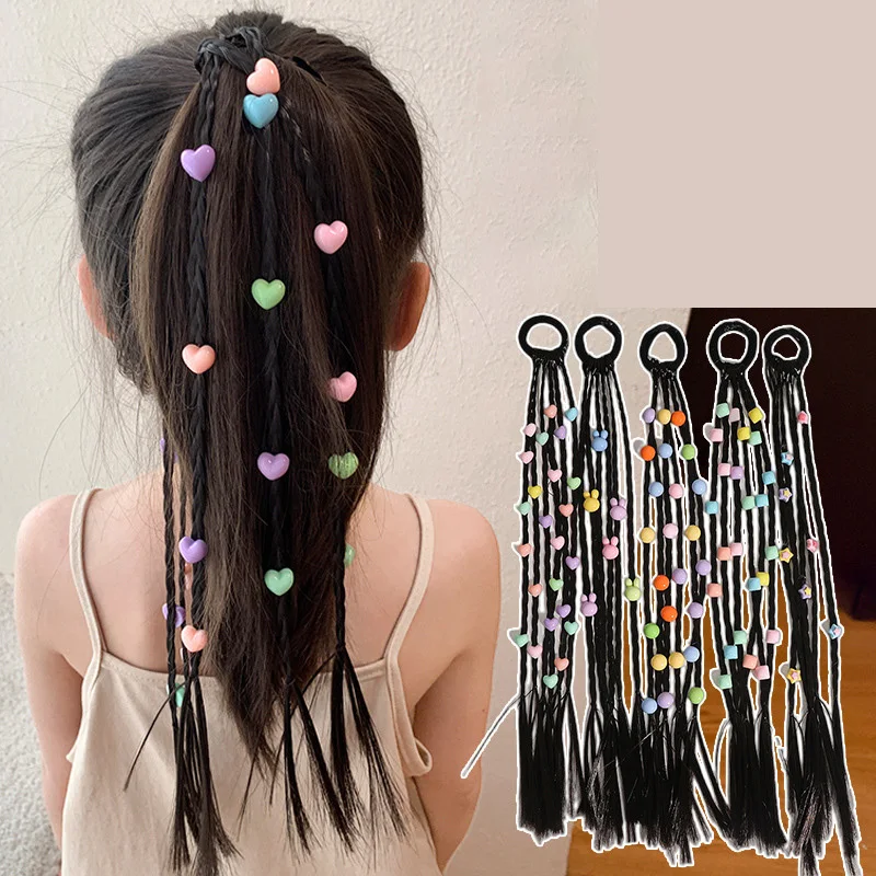 1PC Girls Pentagram Flower Wigs Ponytail Headbands Rubber Bands Hair Bands Headwear Kids Lovely Hair Accessories Hair Ornament