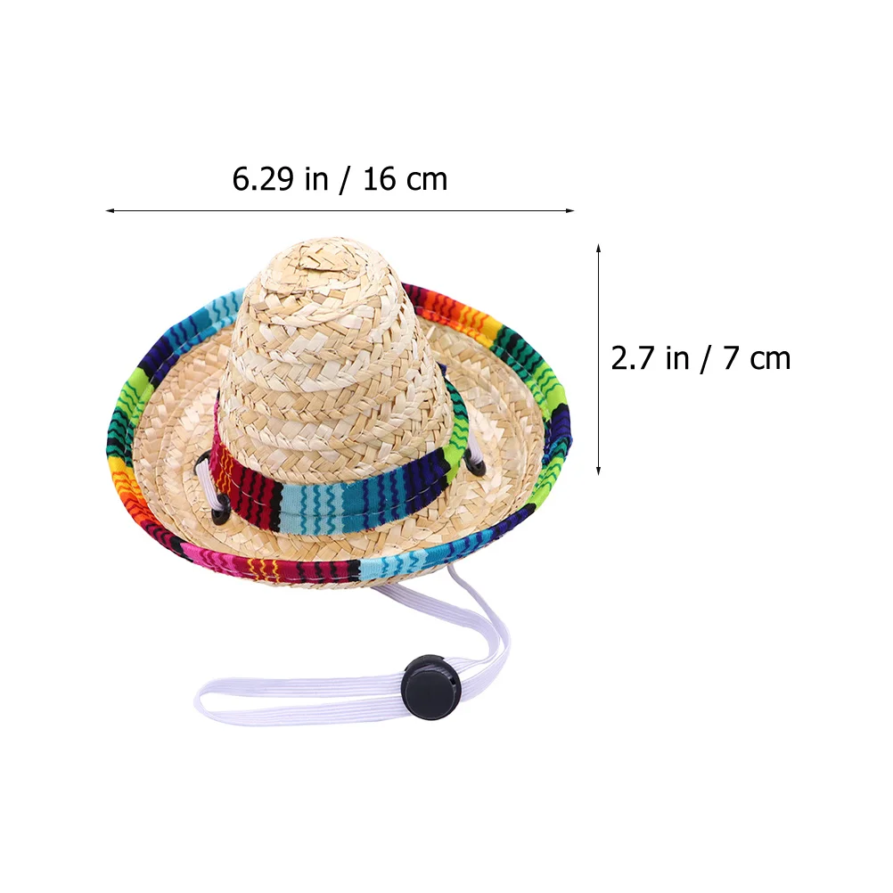 

2 pcs Adjustable Pet Straw Woven Hats Dog Sombrero Caps For Birthday Party Pet Costume Supplies Sun Hat Photography Prop