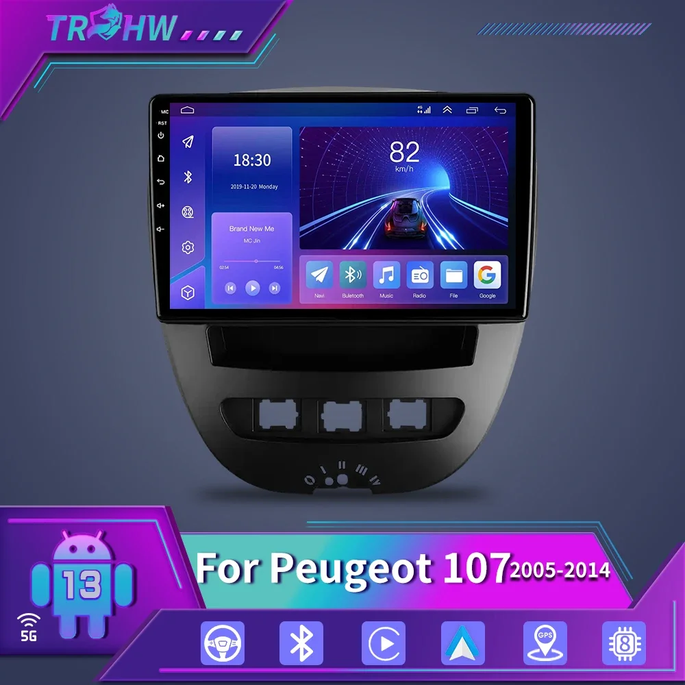 

For Peugeot 107 Toyota Aygo Citroen C1 2005-2014 Head Unit Stereo GPS Navigation BT WIFI Android 13 2 Din Car Multimedia Player