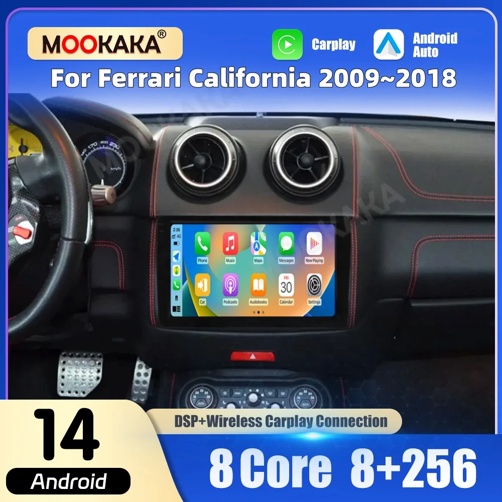 10.25 Inch Android 13 Car Radio For Ferrari California 2009-2018 IPS Touch Screen Wireless CarPlay GPS Navigation DSP 4G OEM Fit
