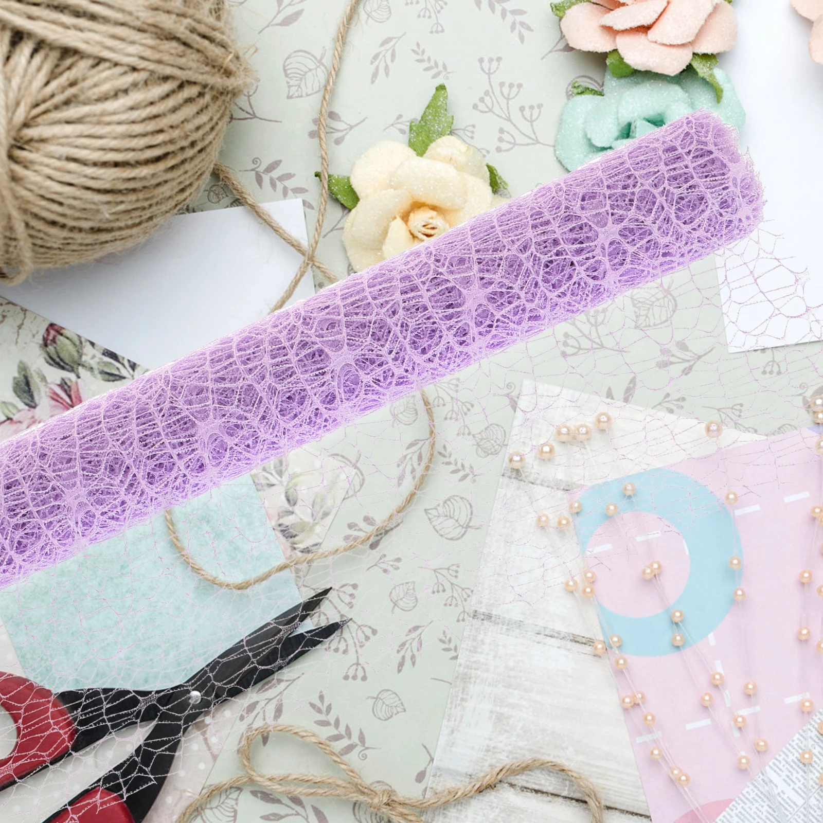 

Jacquard Mesh Hanging Decoration Beige Crafts Valentine Yarn Bouquet Paper Tassel Wrapping Gift Gauze DIY Kids Hanging Gauze