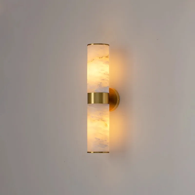 

Simple and light luxury, bathroom aisle dining room natural marble all copper, bedroom bedside wall lamp