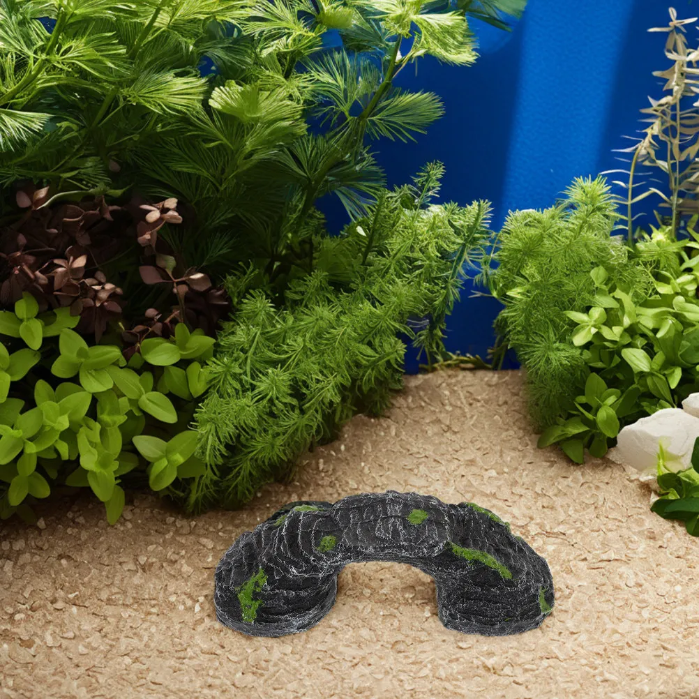 Reptile Basking Platform Rock Turtle Tank Climbing Ladder Hideout Resin Bridge Aquarium Terrarium Decor for Bearded Dragon Gecko - view 4