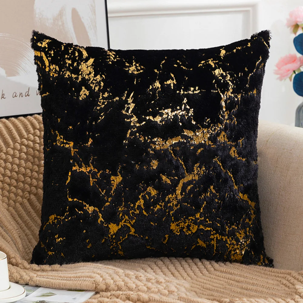 40x40cm Cushion Cover Double Sided Plush Gold Pillowcase Solid Home Pillowcase Without Core Ornamental Pillows For Living Room