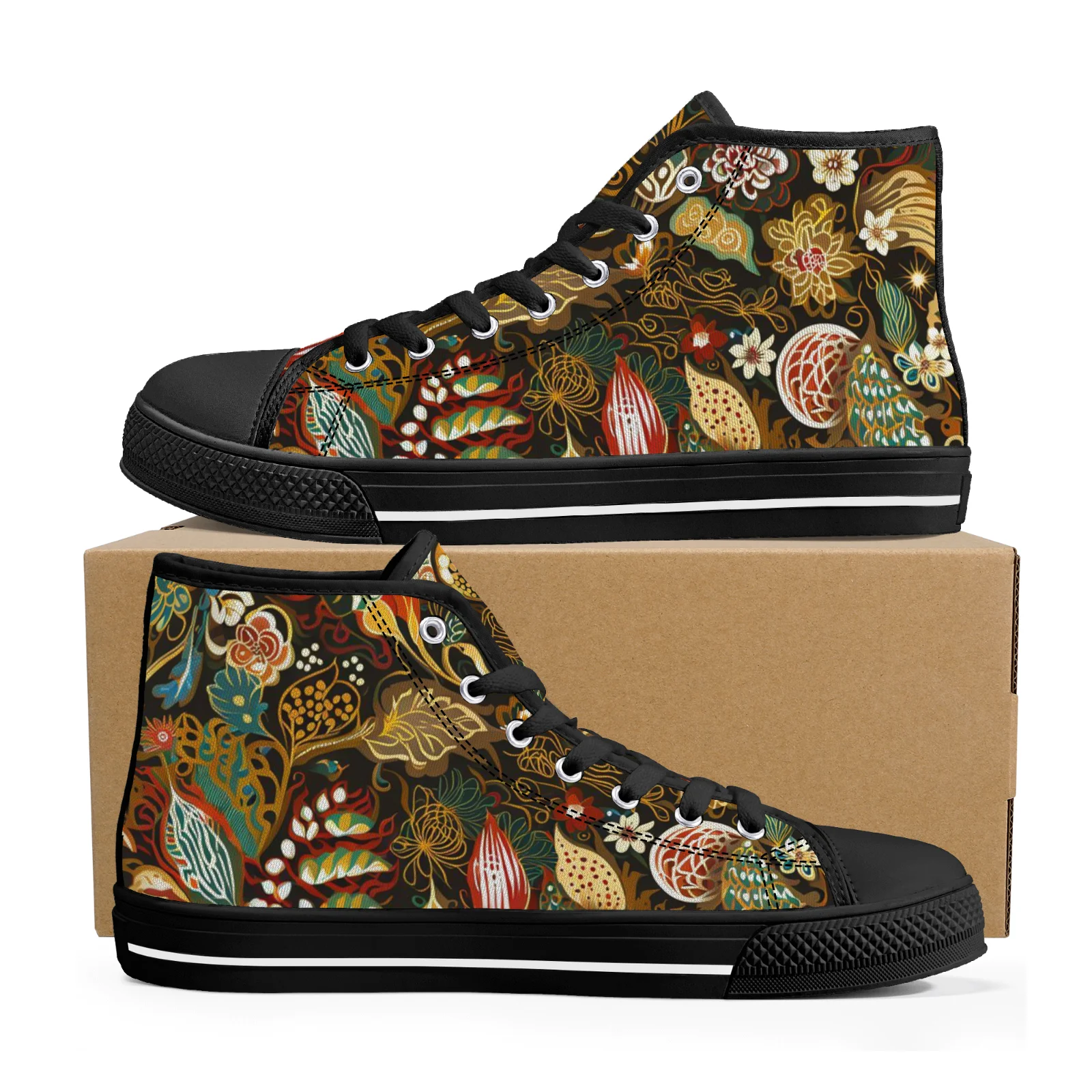 

Customizable artist design pattern vulcanized shoes classic high-top canvas shoes casual sneakers denim shoes