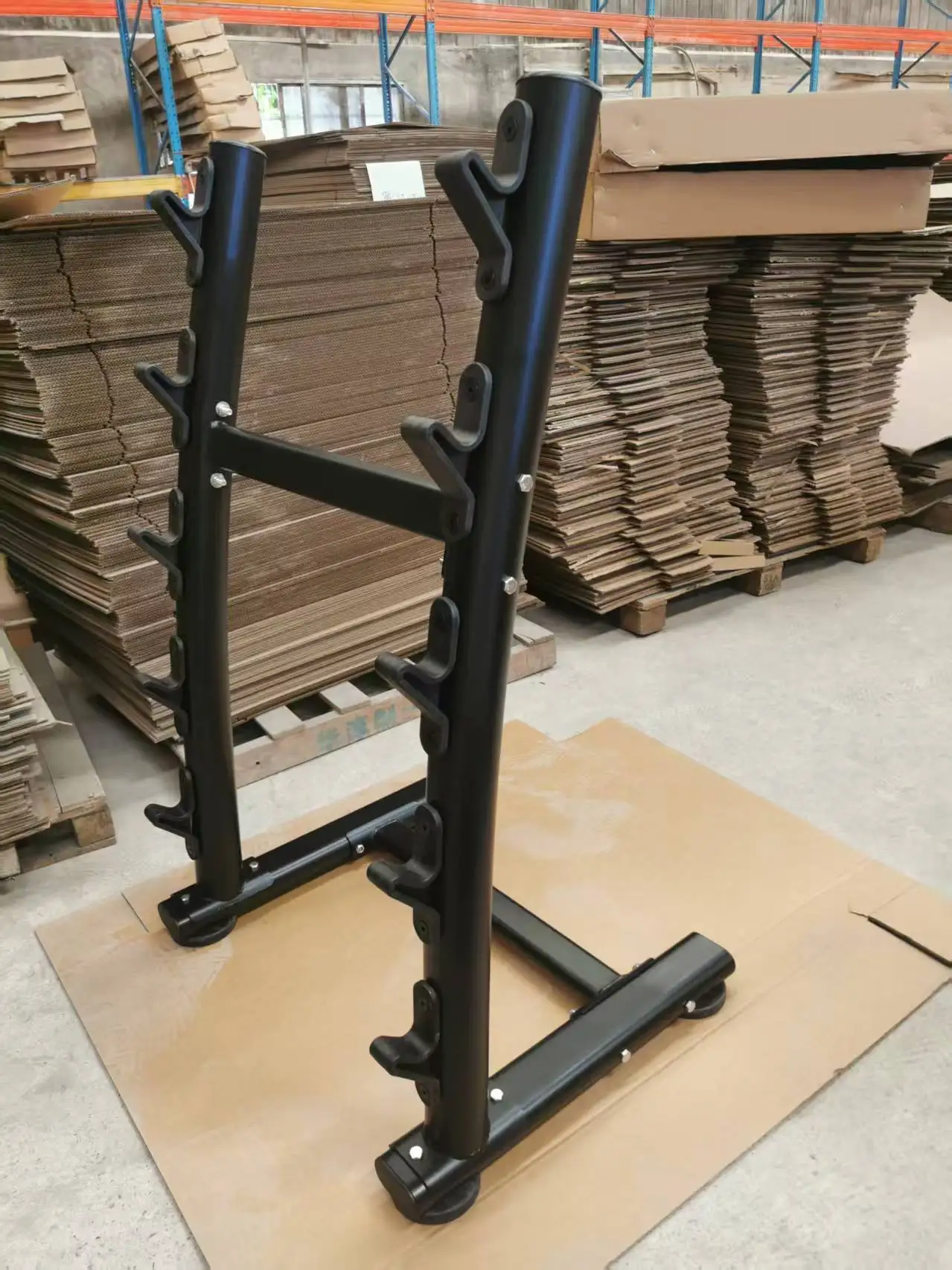 Single-Sided Power Rack Free Standing Barbell Storage with J-Hooks & Safety Bars