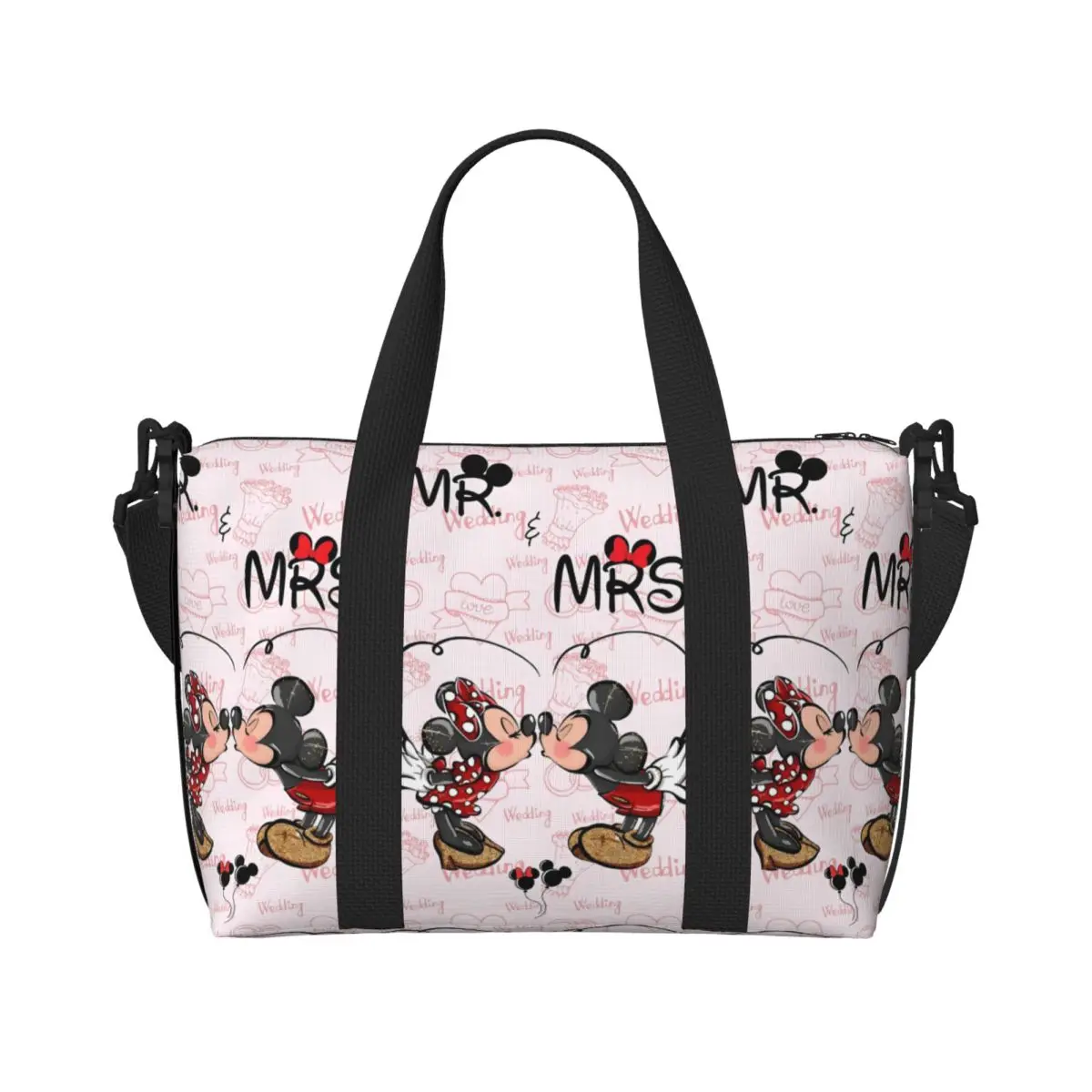 

Custom Minine Mouse Beach Tote Bag for Women Extra Large Gym Carry On A Scene Filled With Love Travel Shopping Bags