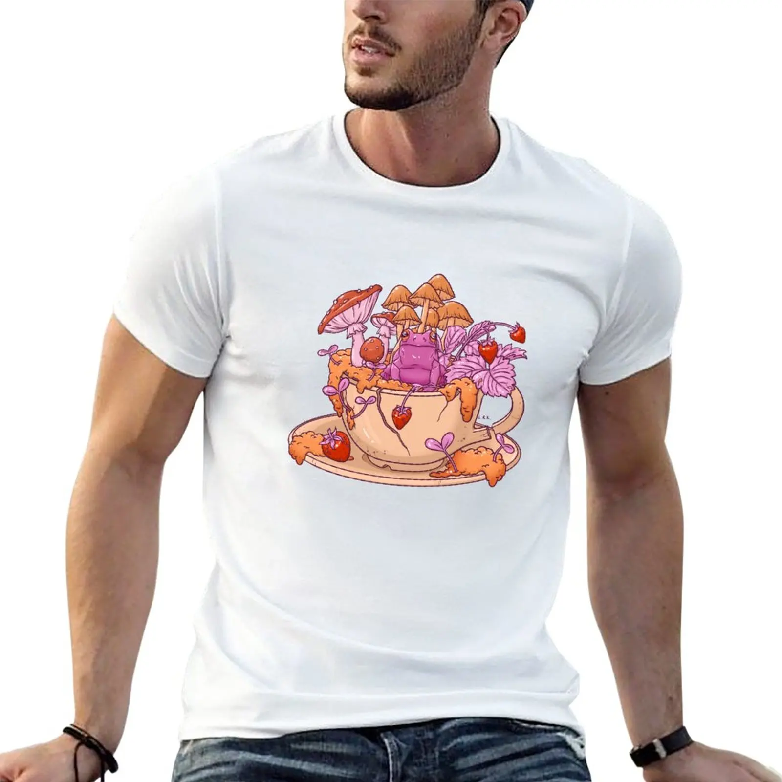 New Sapphic Frog Toadstool Tea Cup T-Shirt plus size t shirts summer tops mens vintage t shirts