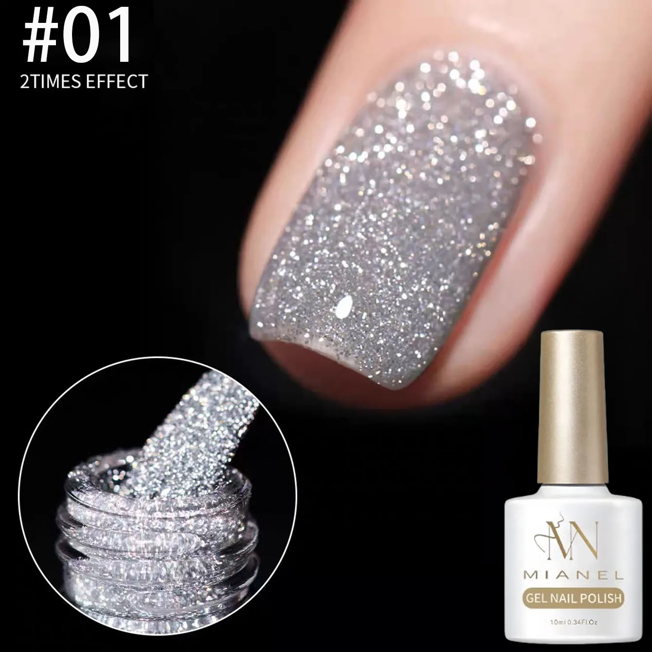 10ML 1PCS Unghie rosse Natale Diamante schiacciato Gel Smalto per unghie Serie Temperamento bianco Colla per unghie schiacciata glitter ad alta densità