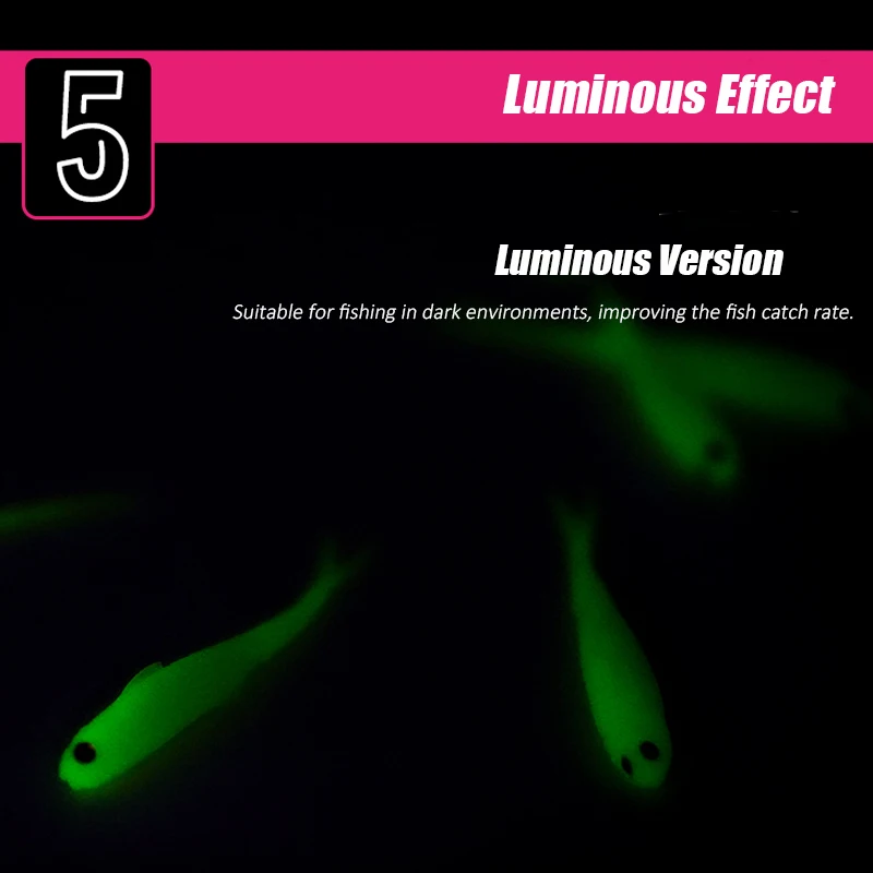FISHANT شوكة الذيل الطعم الناعم 2.5 "3.1" واقعية سيليكون noctilucent العائمة ل باس بايك القفز الصيد السحر