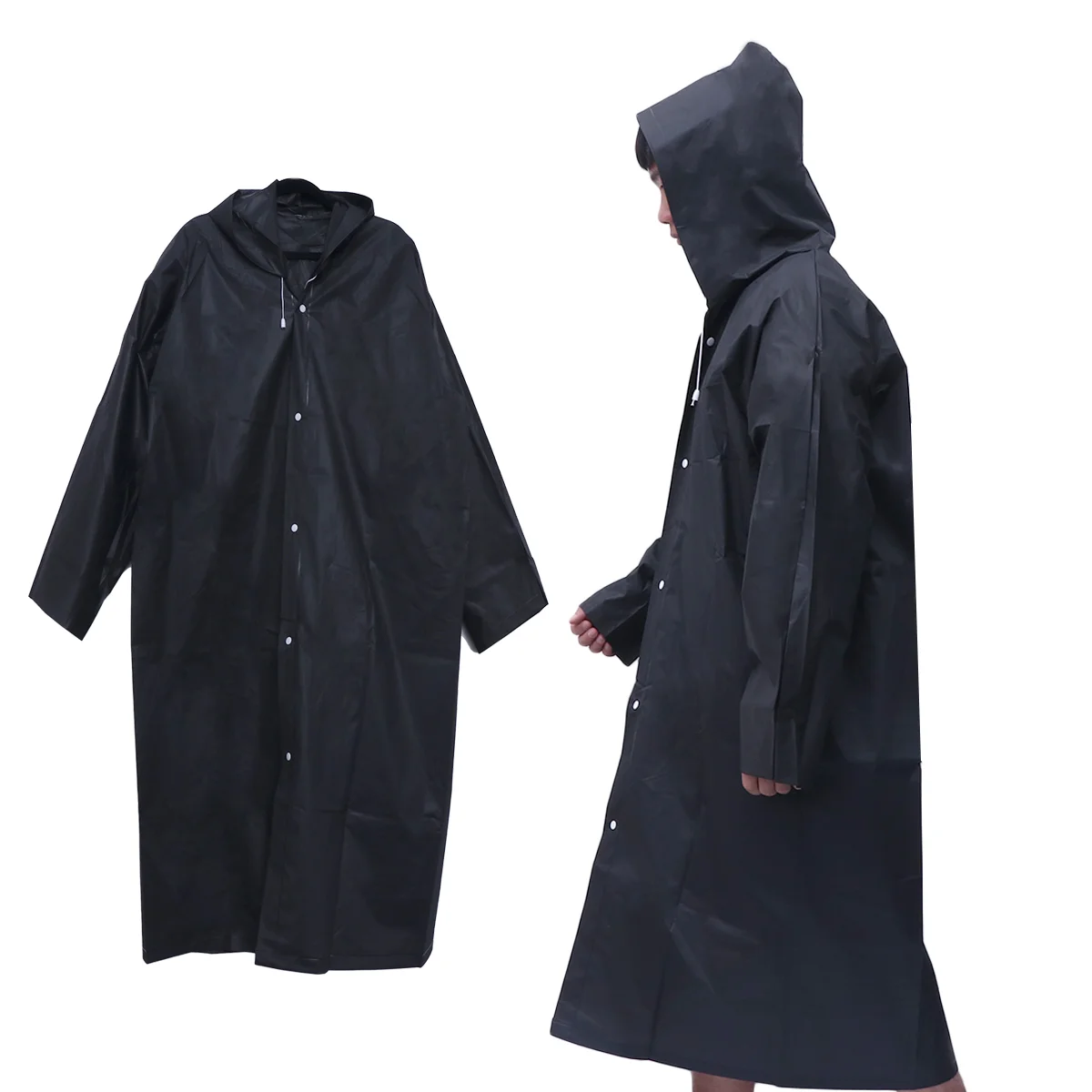 Unisex Portable Waterproof Raincoat Rain Poncho Perfect for Hiking or Camping (Black)