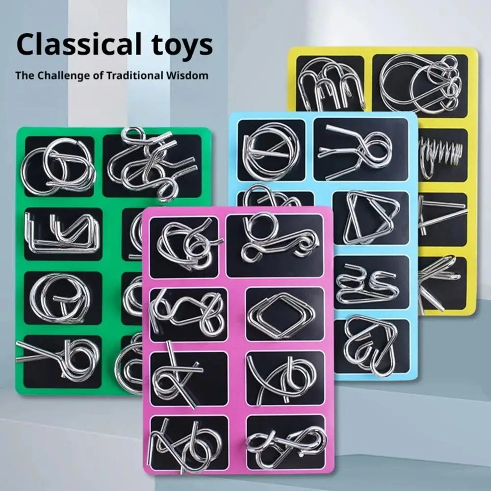 3Pcs/Set Metal Montessori Puzzle Toys Wire Mind Brain Teaser Puzzles Children Adults Interactive Reliever Educational Toys Gift