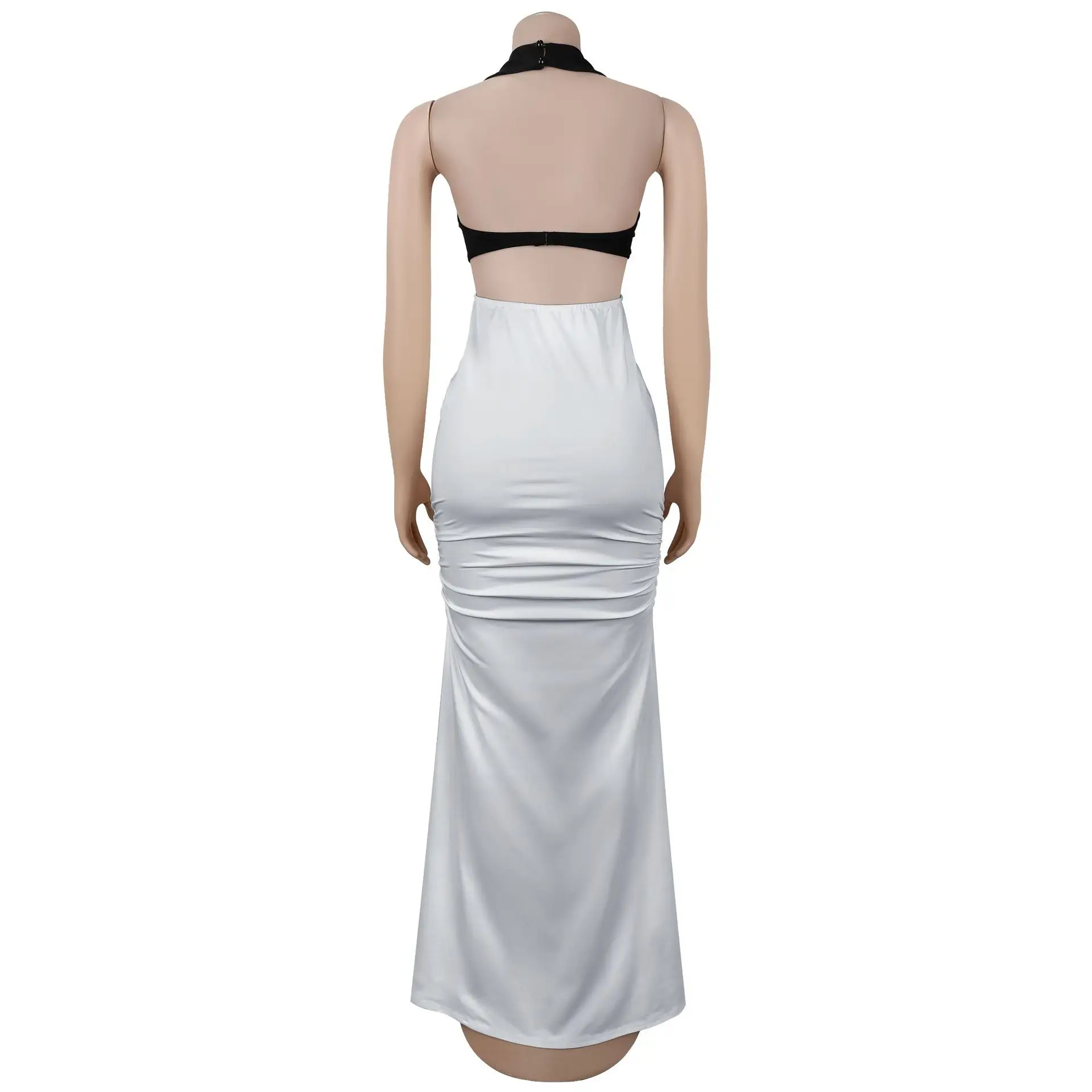 Vestido largo de sirena fruncido con cuello en V sin mangas para mujer, Vestidos largos sexys para fiesta de noche de cumpleaños callejero 2026