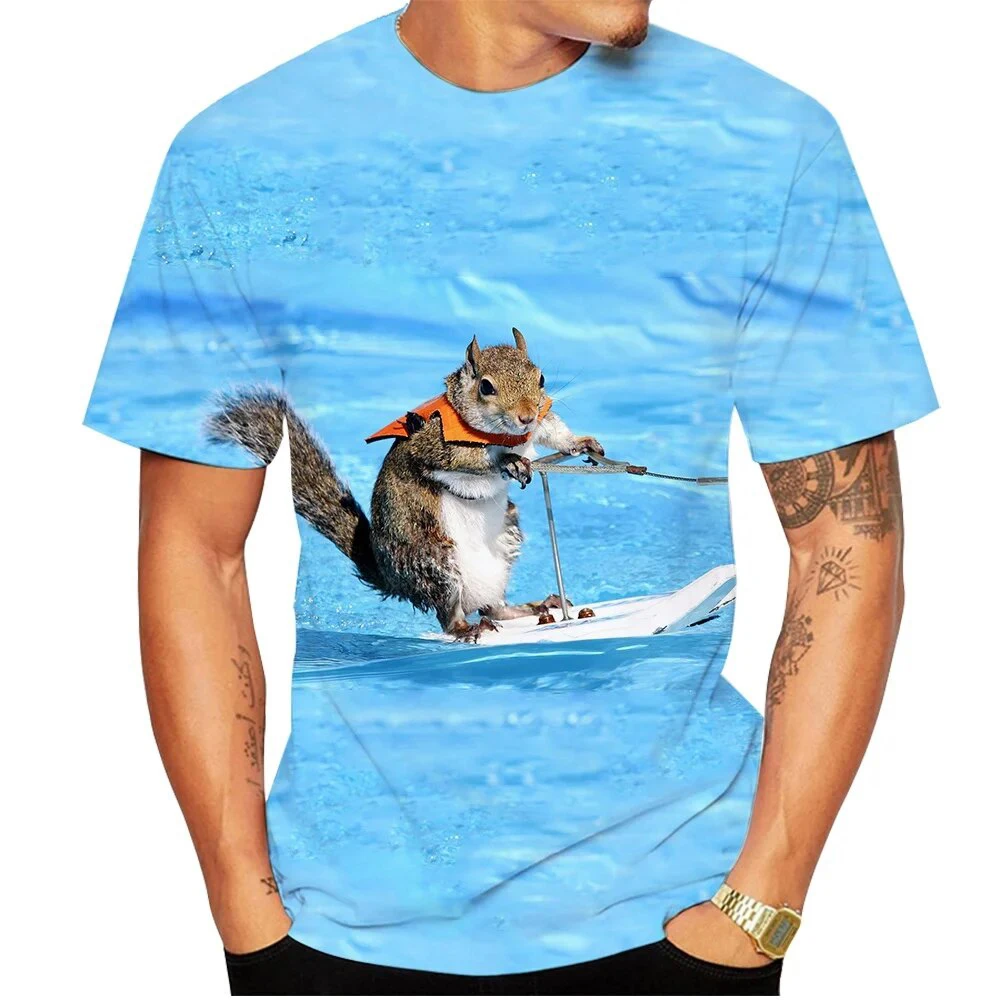 Summer Funny Squirrel 3D Print T-Shirts Streetwear Casual Men Women Fashion Short Sleeve T Shirt O-Neck Kids Tees Tops Clothing