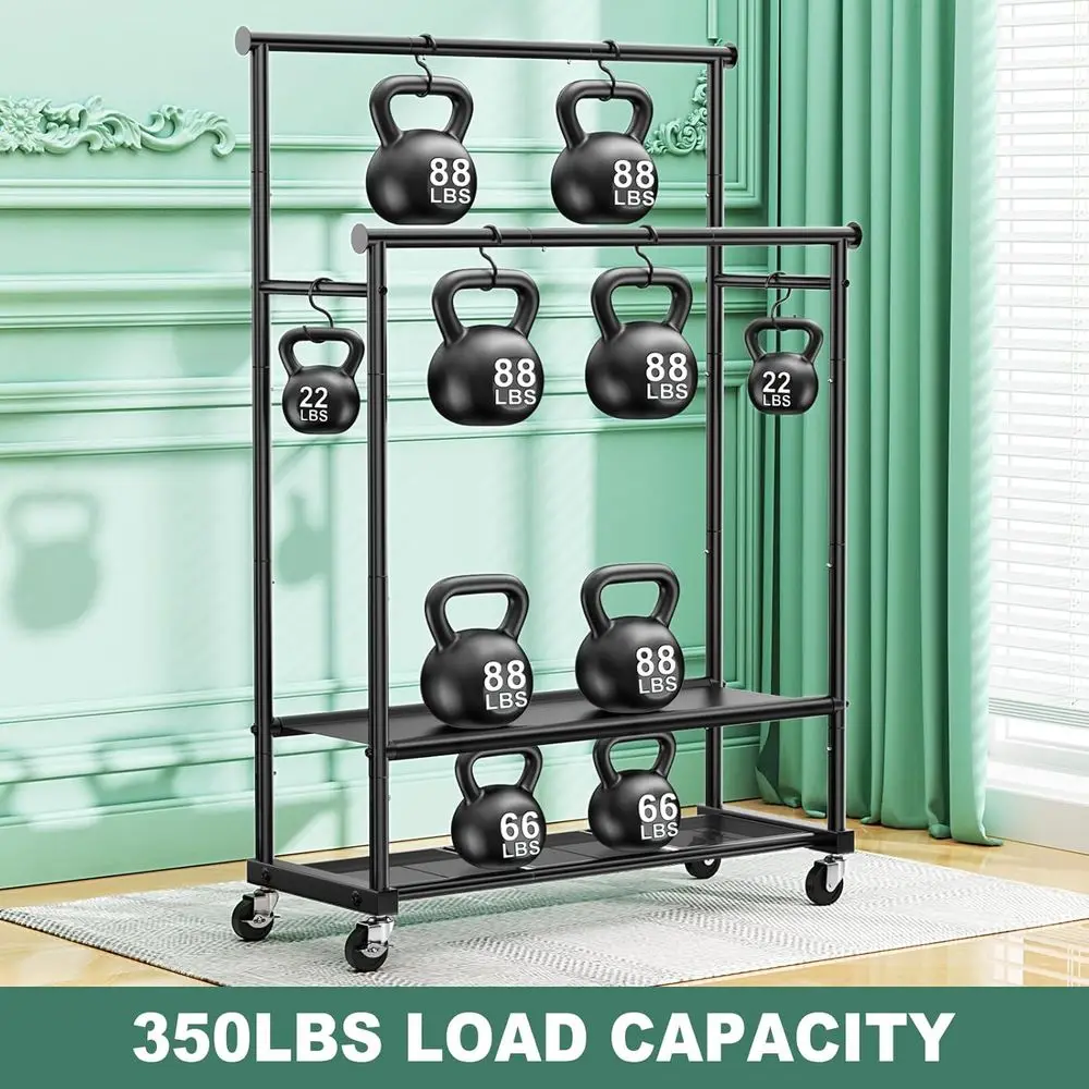 Double Rod Clothing Rack Heavy Duty with Oxford and Mesh Bottom Shelves, Garment Racks for Hanging Clothes, Portable Wardrobe Ra