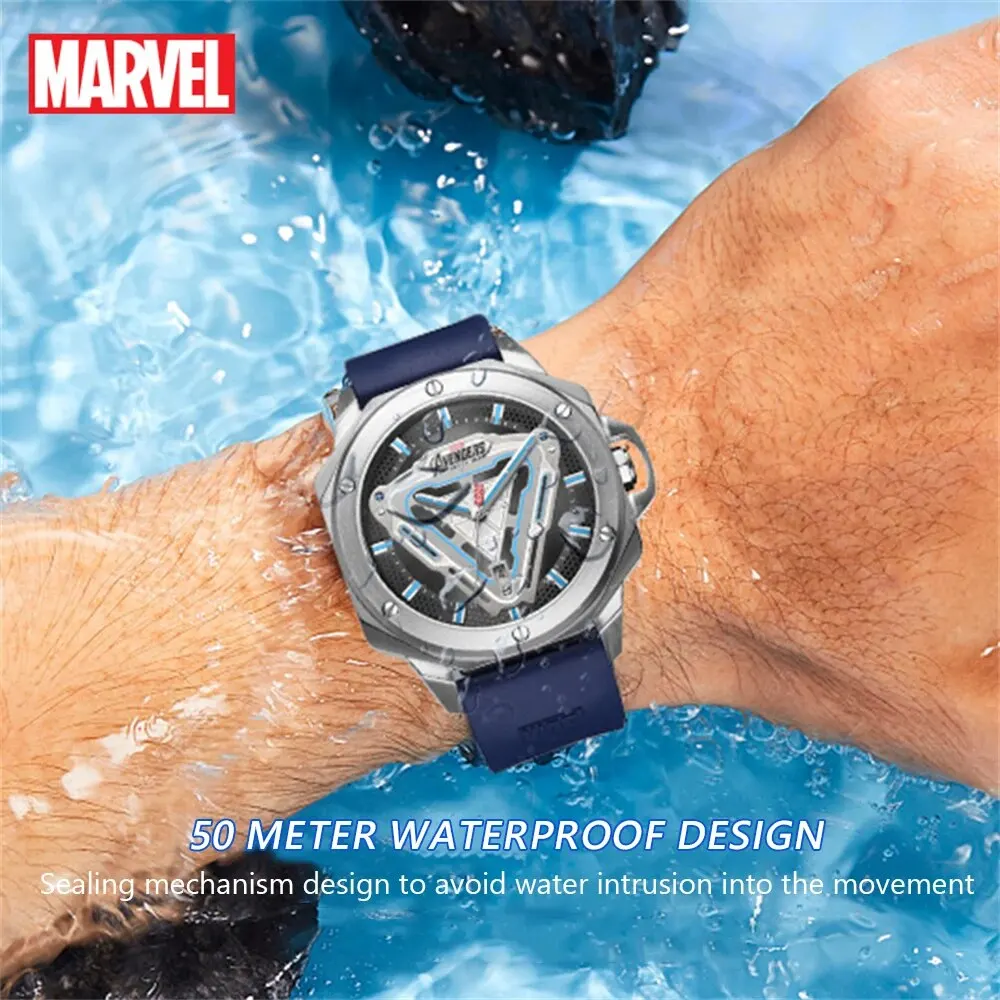 Disney Marvel Watches Iron Men Quartz Casual Wristwatches Energy Reactor Coated Glass 50M Waterproof Clcok Gift