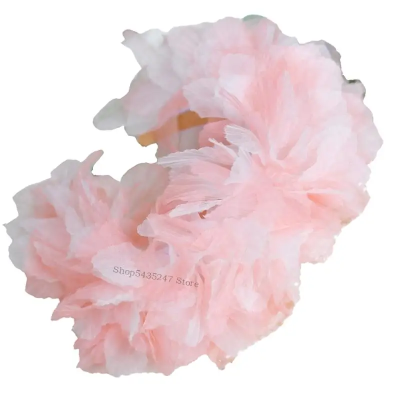 Tulle Flower Headbands Blossom Hairhoop cho sự lãng mạn dịp phụ nữ mặc quần áo H7EF