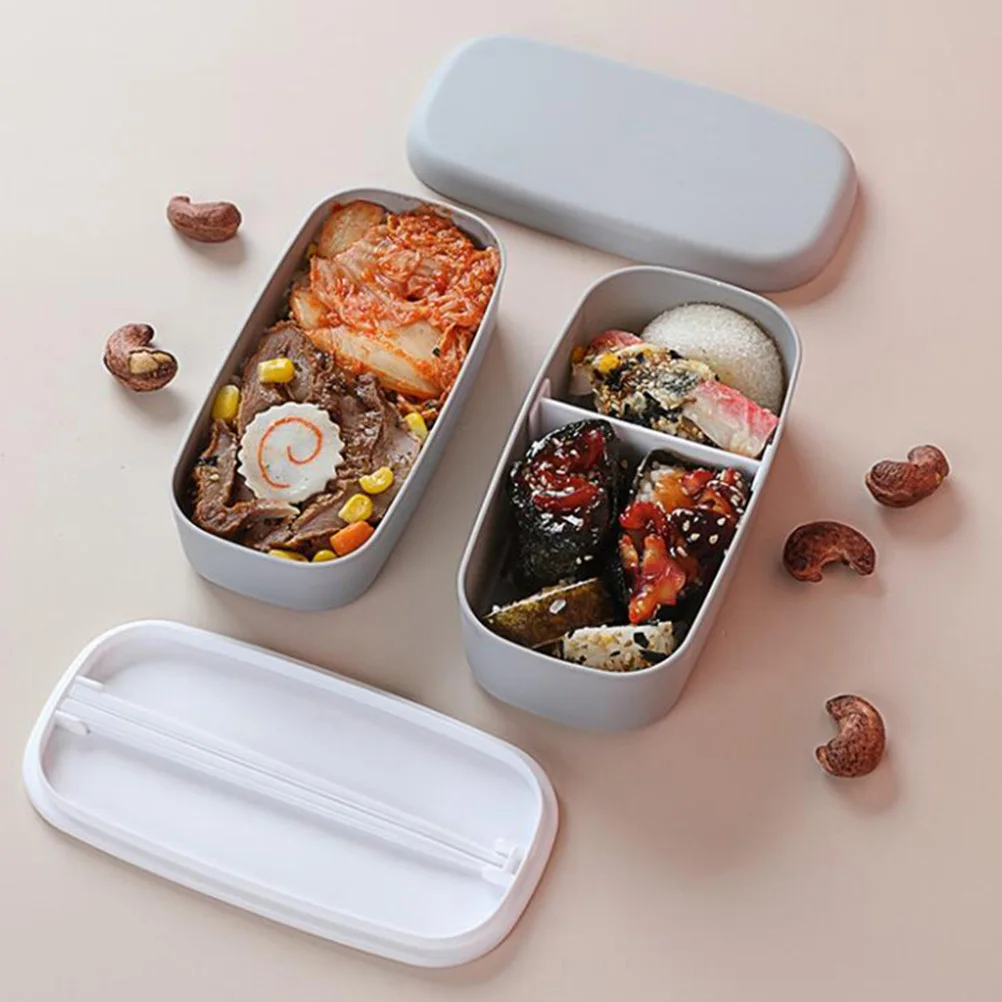 

1Set Double Layer Lunch Box for Students Workers Bento Box Leakproof Microwavable Food Storage Case Lunch Container