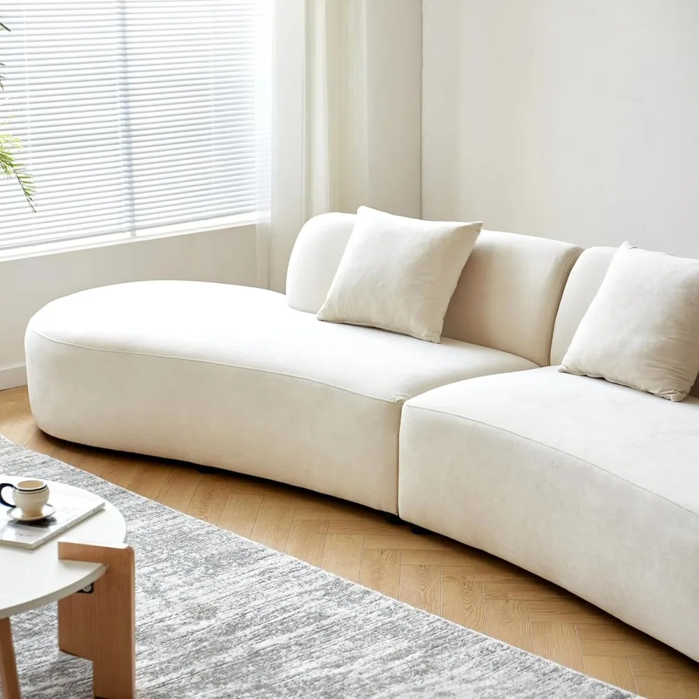 132-Inch Curved Velvet Sofa 5
