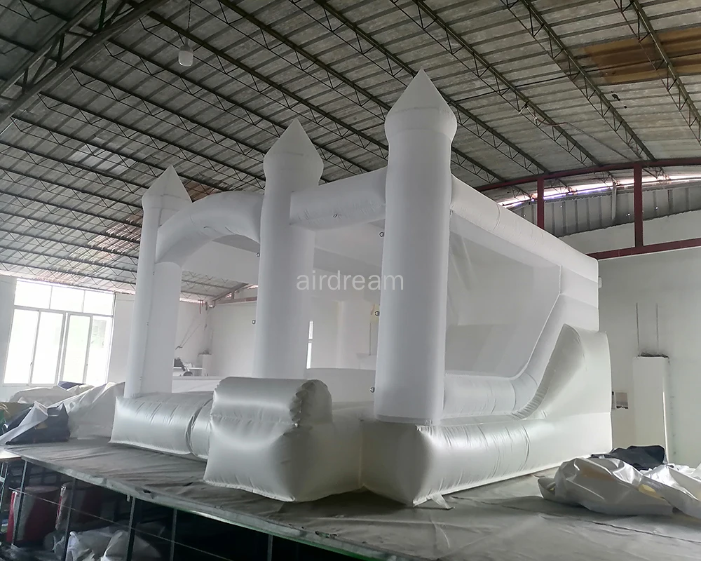 Commercial Half PVC Bounce House with slide For Wedding Inflatable White Bouncy Castle Air Bouncer Combo For Kids Adults Party