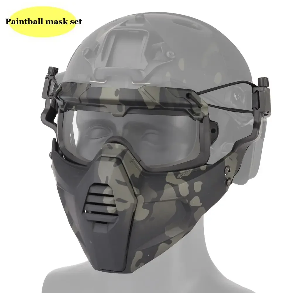 Tactical Combat Mask Goggles Hunting Protective Safety Shooting Masks with Goggles Utility Fast Helmet Accessories