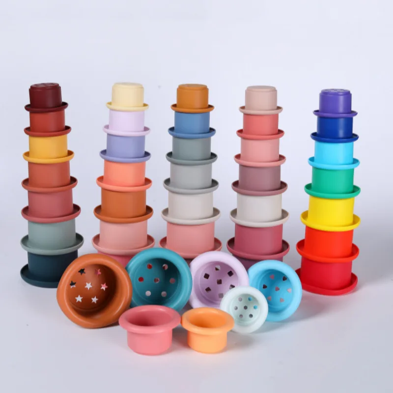 

Stacking Puzzle Silicone Toys Interactive Children's Educational Toys 0-3 Years Holiday Gift