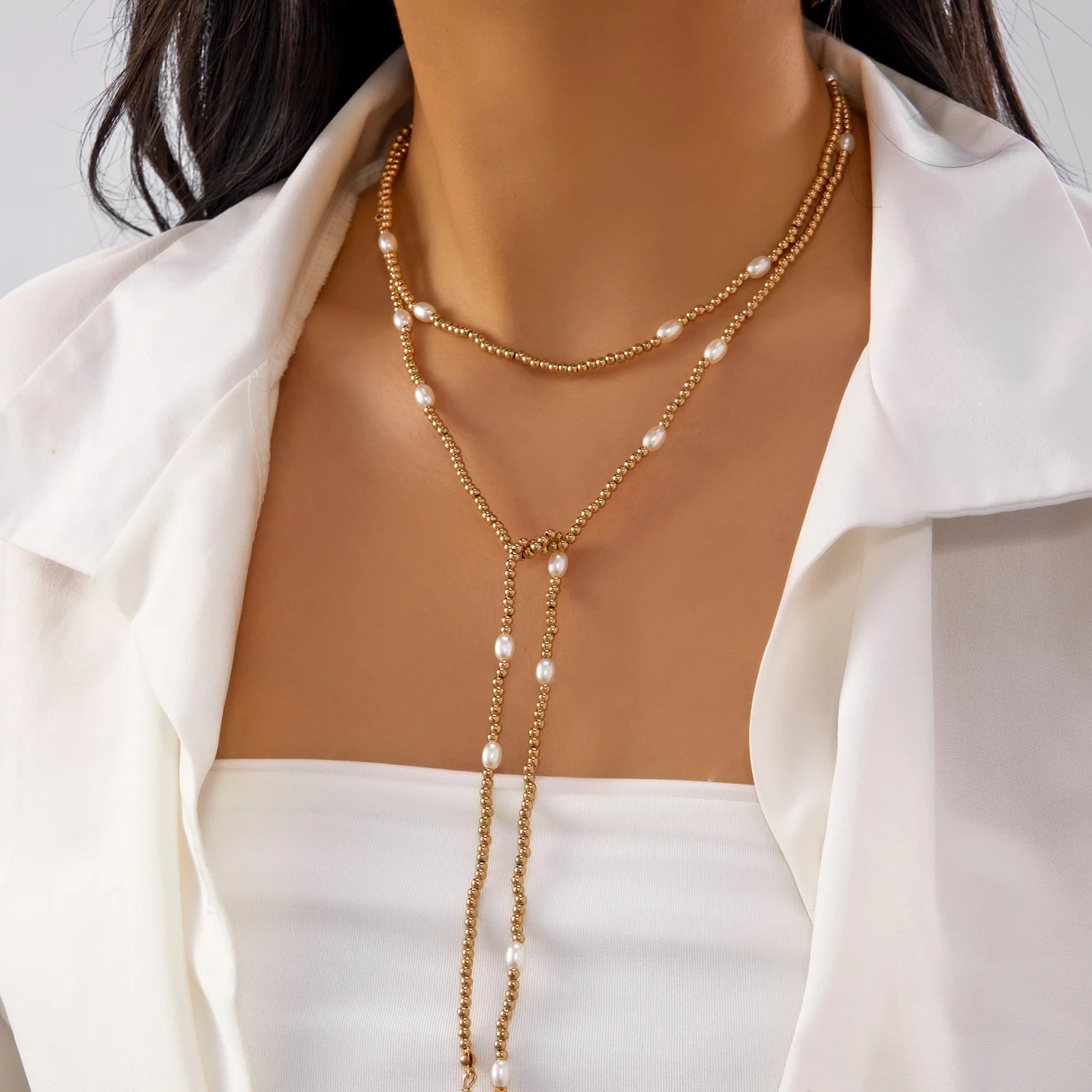 Elegant Pearl Long Tassel Necklace for Women Delicate Twisted Beaded Multi layer Bohemian Design Necklace Jewelry Gift