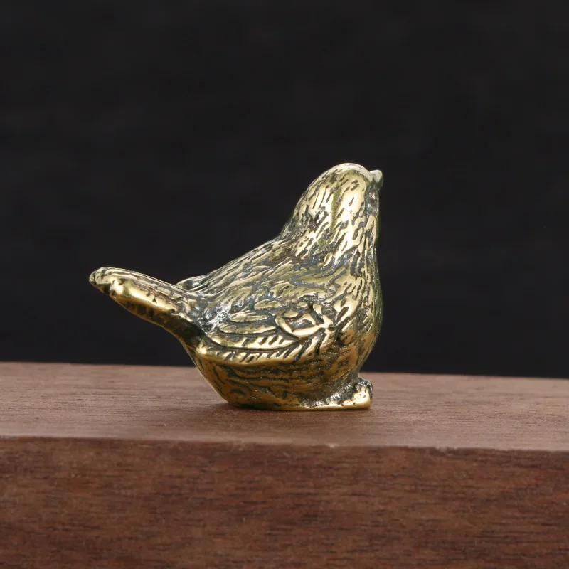 

1Pc Retro Vintage Copper Bird Statue Ornaments Pet Bird Brass Animal Bird Figurines Miniatures Crafts for Home Decoration