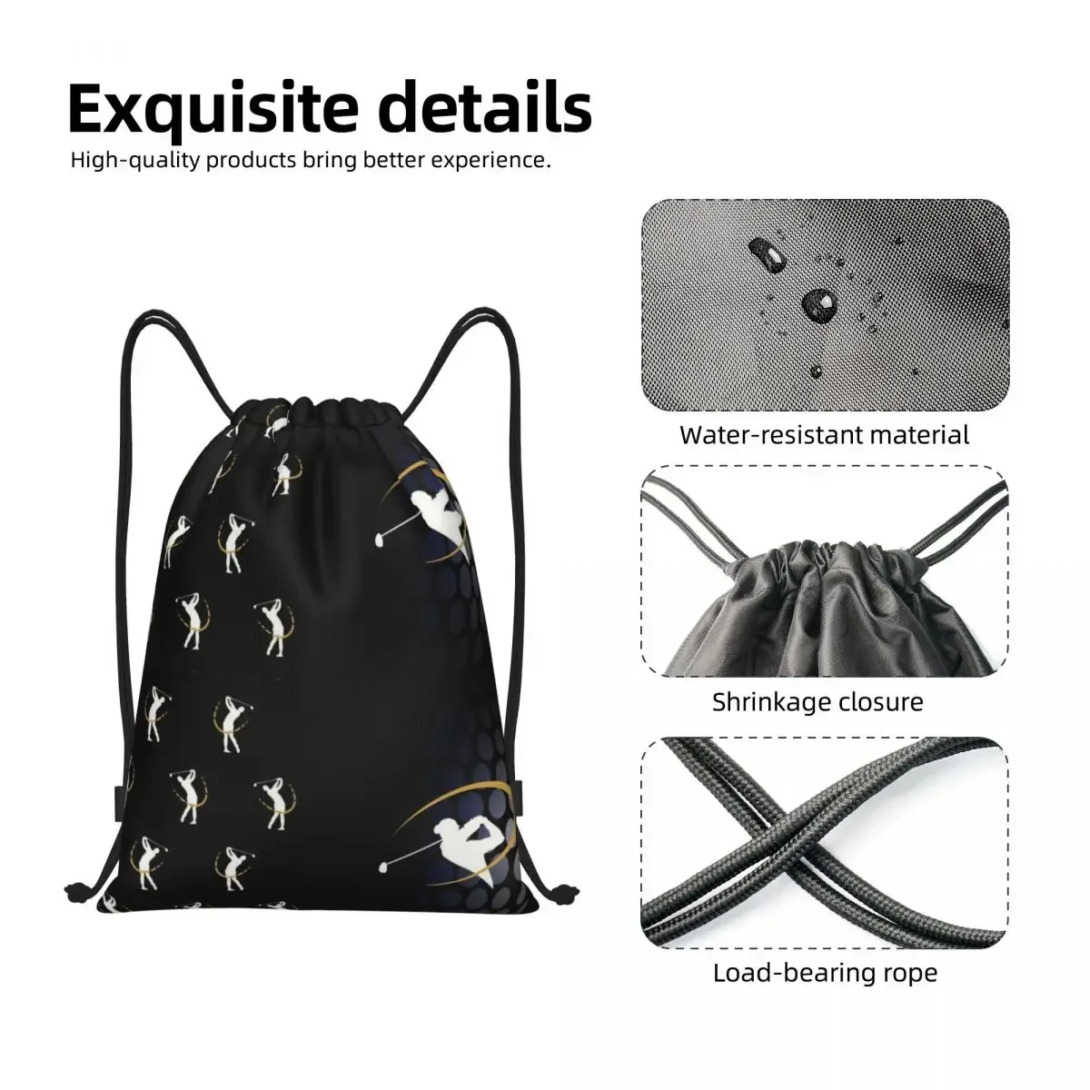 Custom Golf Golfing Drawstring Bag Men Women Lightweight Golfer Sport Sports Gym Storage Backpack