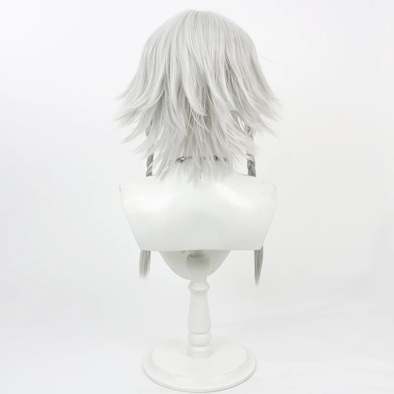 Pelucas de pelo sintético Sakuya Izayoi, pelucas de Cosplay Touhou Sakuya Izayoi, juego de rol, peluca larga y recta plateada y blanca resistente al calor