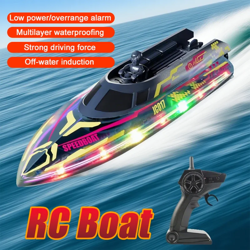 JC017 RC Boat 2.4GHz High Speed 15 kmh Waterproof Electric Racing Boat Remote Control Toy for Boys 14+ Gifts Summer Outdoor Play