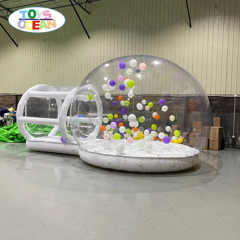 Inflatable Bounce Bubble House with LED Lights Waterproof PVC Material Kids Play Center for Indoor Outdoor Birthday Party Events