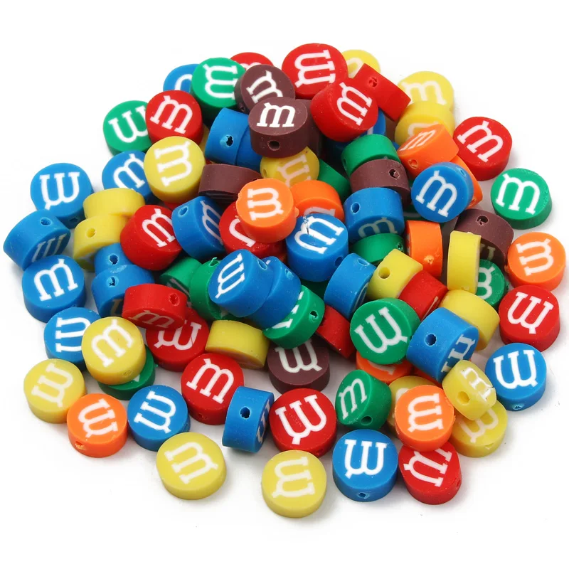 50/100 stücke Cartoon m Bean Perlen Polymer Clay Perlen Handgemachte Ton Spacer Perlen Für Schmuck Machen Diy Armband zubehör