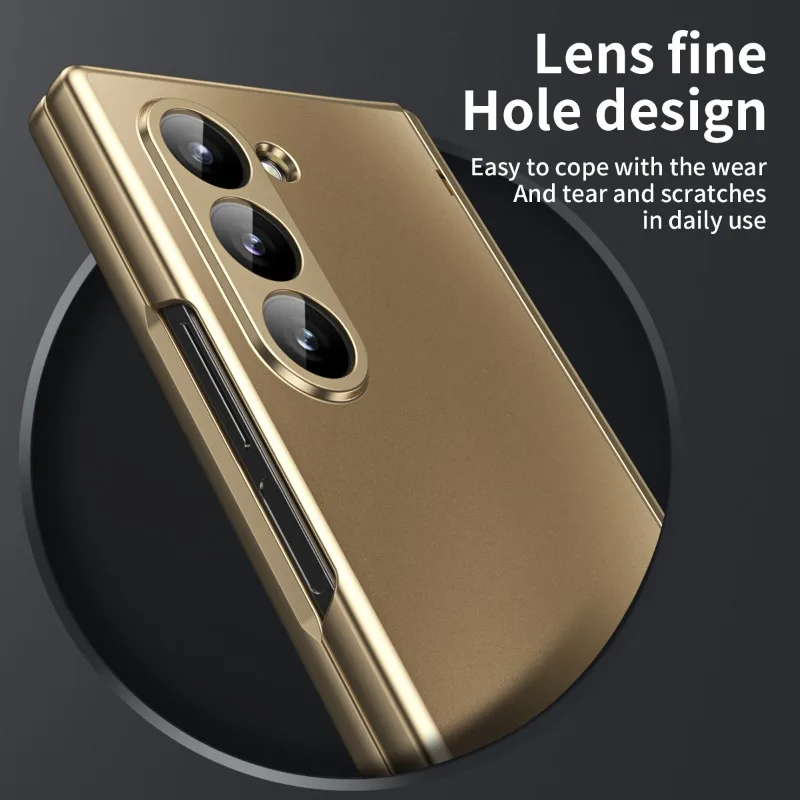 Electroplated Hard Shell Phone Case for Samsung Galaxy Z Fold 6 5 4 3 Fold6 Fold5 Fold4 Fold3 Hinge Protection Shockproof  Cover