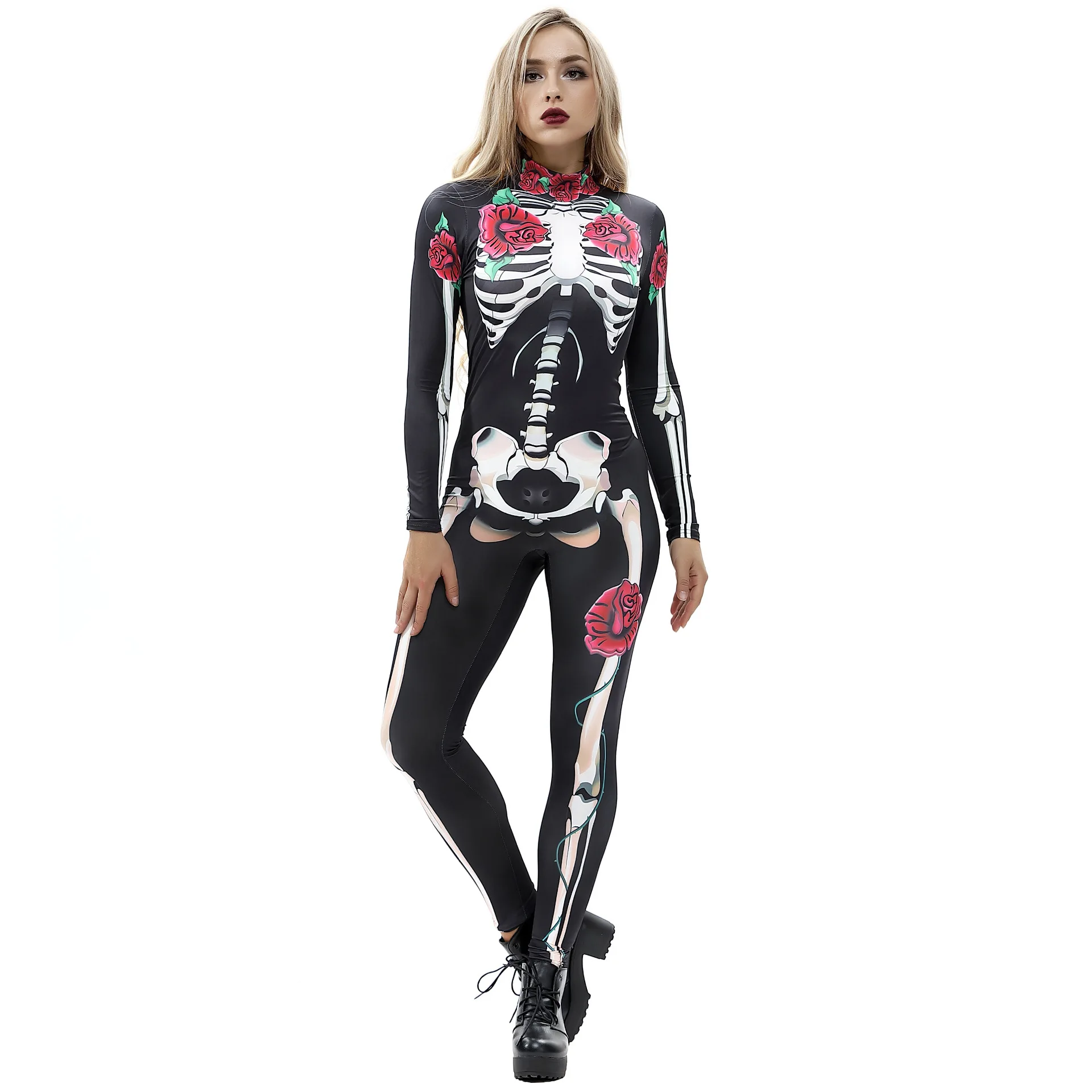 Halloween black Skull stampa digitale ghost black tuta costume oversize costume carnival party