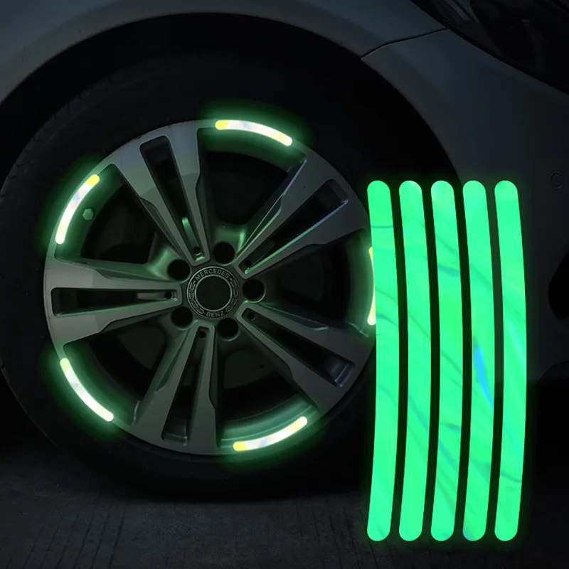 Car Wheel Hub Reflective Sticker Tire Rim Reflective Strips Luminous for Night Driving Car Bike Motorcycle Wheel Sticker