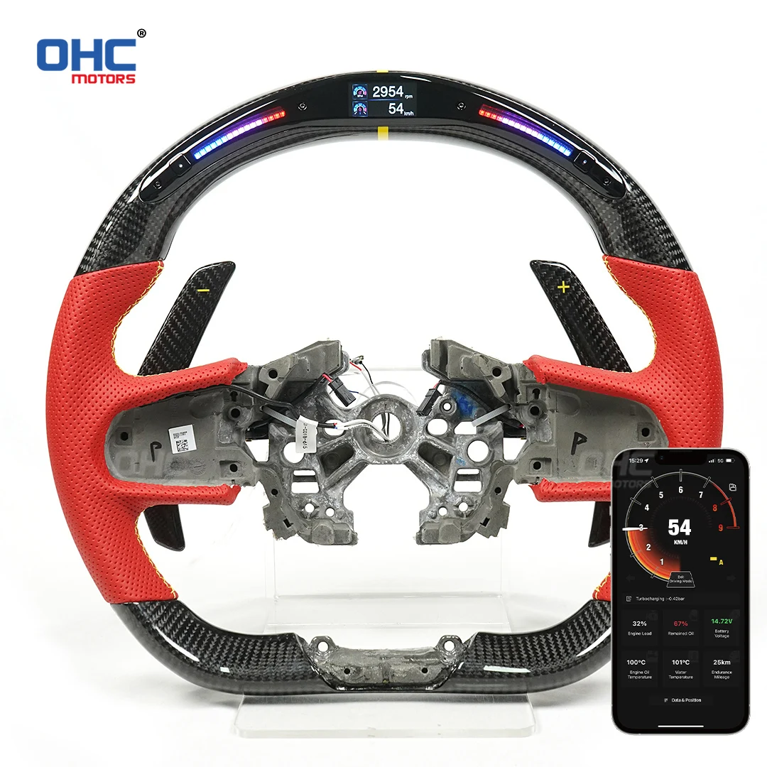 OHC Motors Custom 100% Real Carbon Fiber Light Up LED Racing Steering Wheel/Paddles Compatible for Lotus EMIRA 2023 2024 2025