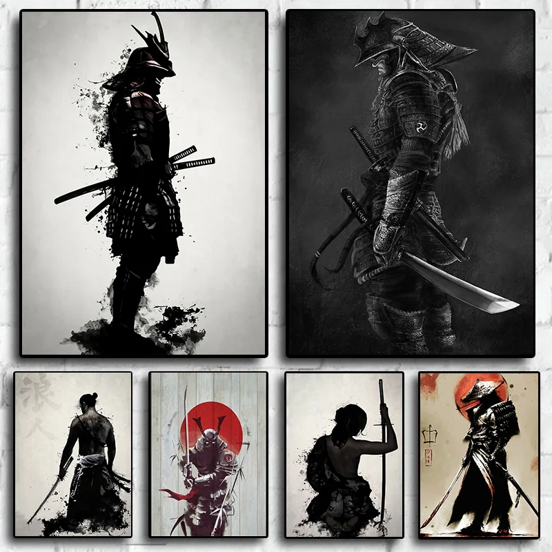 Retro Japan Samurai Poster Prints Pictures Portrait Bushido Canvas Painting For Living Room Wall Art Home Decor