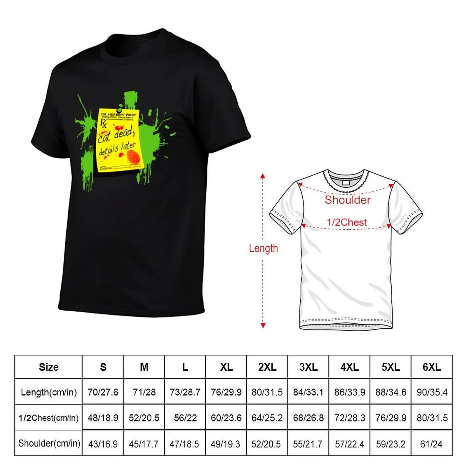 ReAnimator Cat Dead, Details Later Sticker T-Shirt Funny t-shirt boys animal print mens white t shirts