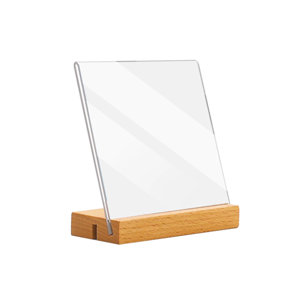 Sign Holder Wood Base Office Restaurants Store Menu Picture Frame Desktop For Table Top Dual Use T L Shape A4 A5 Double Sided