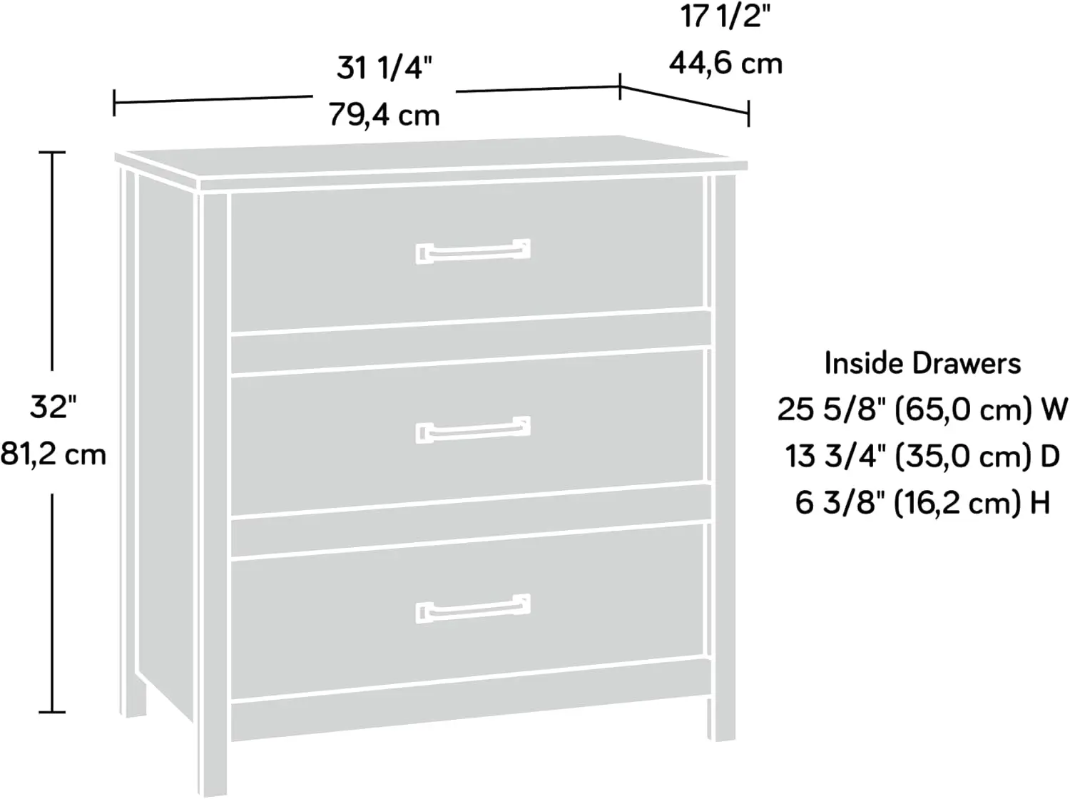 Bridge 3-Drawer Bedroom Chest, Sindoori Mango Finish