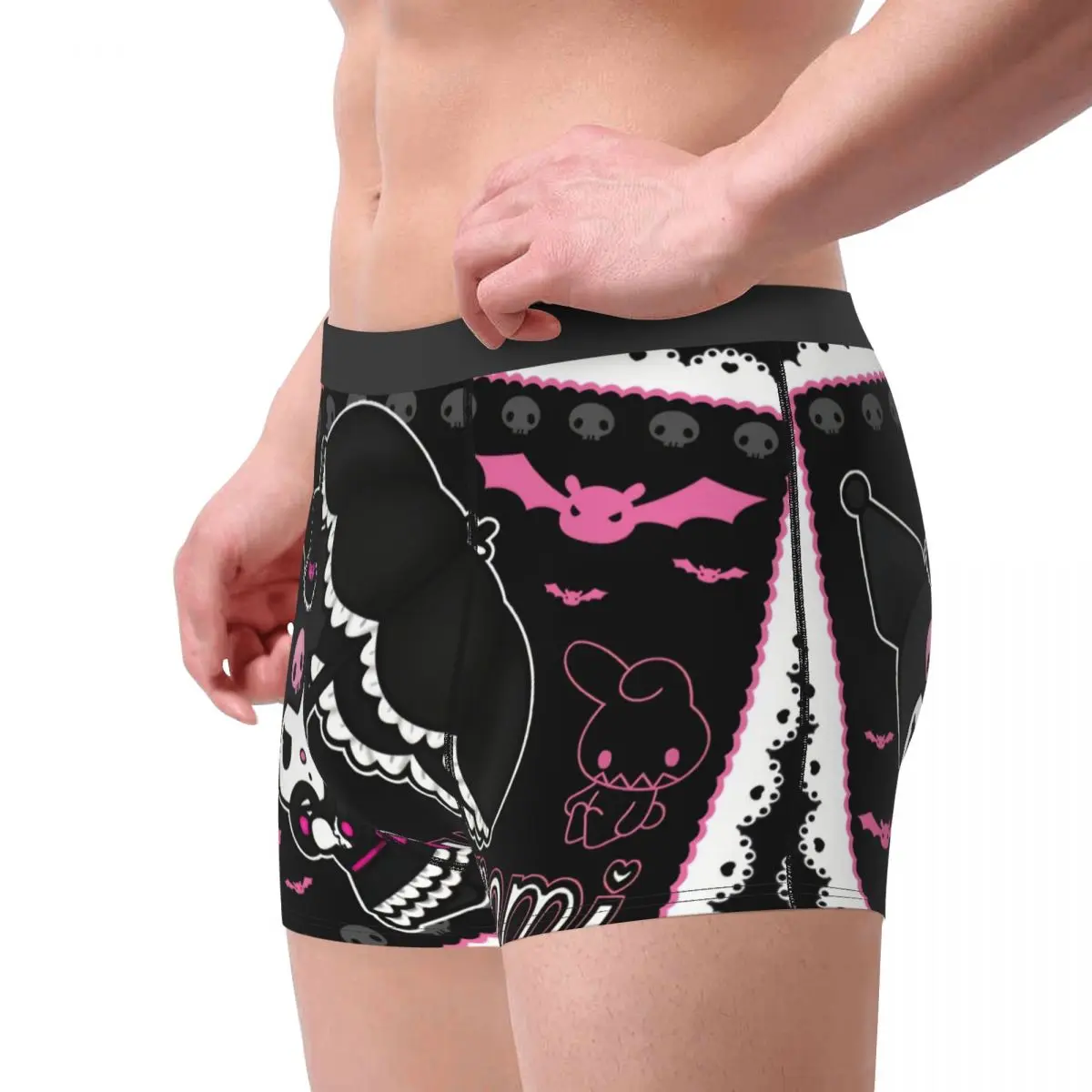 Custom Male Funny Kuromi Sanrio Anime Underwear Boxer Briefs Stretch Shorts Panties Underpants