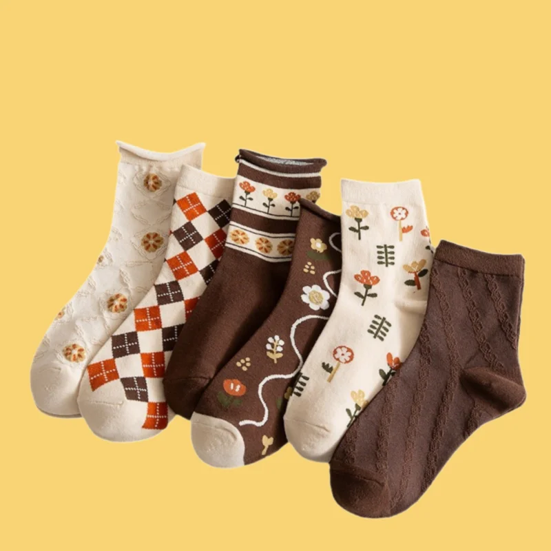 Chaussettes de confinement absorbant la transpiration pour femmes, bas en coton pour dames, automne et hiver, 2/5 paires, nouveau, 2024