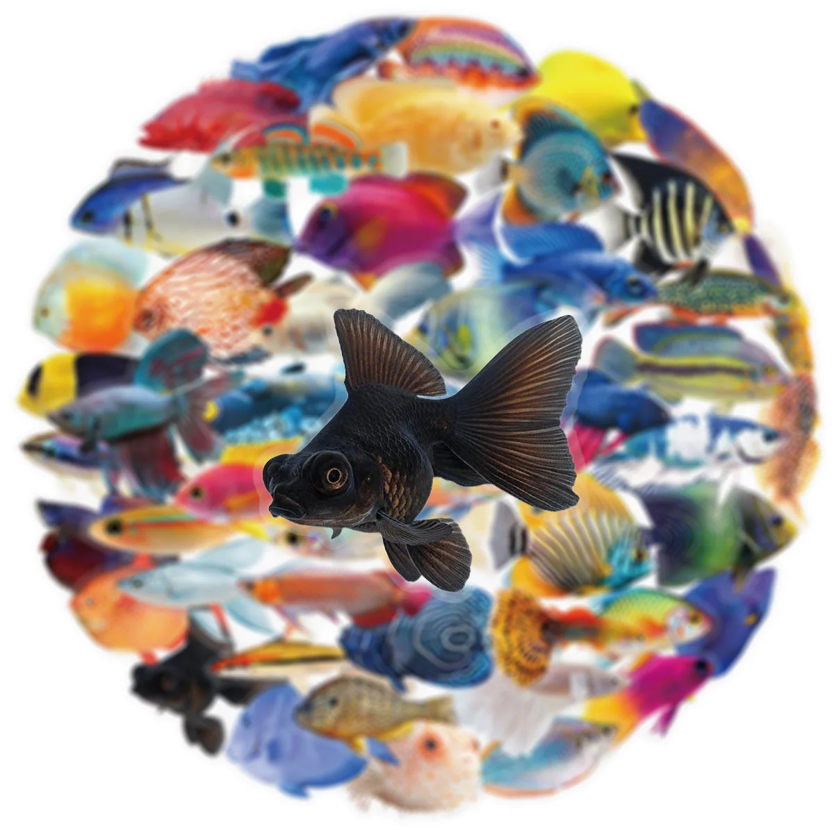 50PCS Transparent PET Fish Stickers Phone Luggage Water Cups Computer Office Stationery Decoration Waterproof Stickers image 5