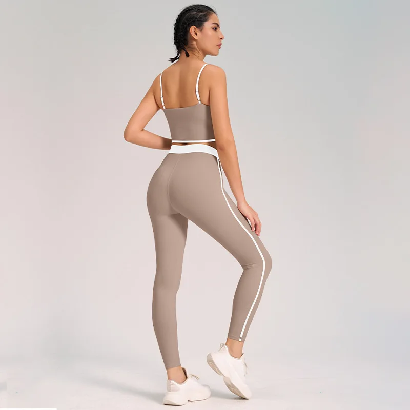 1/ 2 Piece Yoga Sets Nylon Sports Bra Leggings Gym Suit Workout Clothing Running Tights Pad Tube Tops Activewear