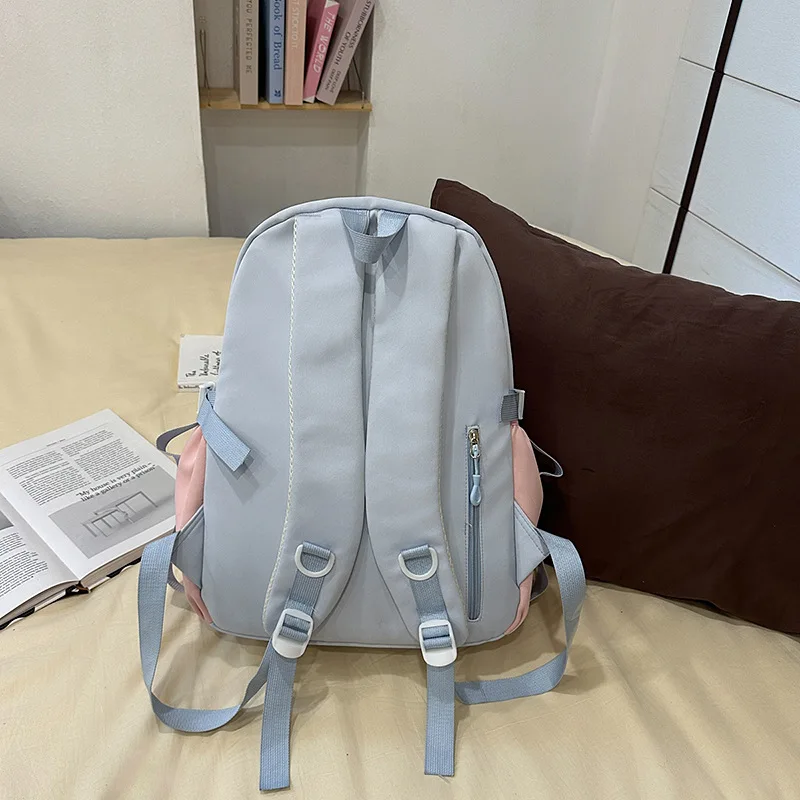 New Women Contrast Color Backpack College Style Pleated Lace Ita Bag for Middle High School Students Ballet Style Schoolbag